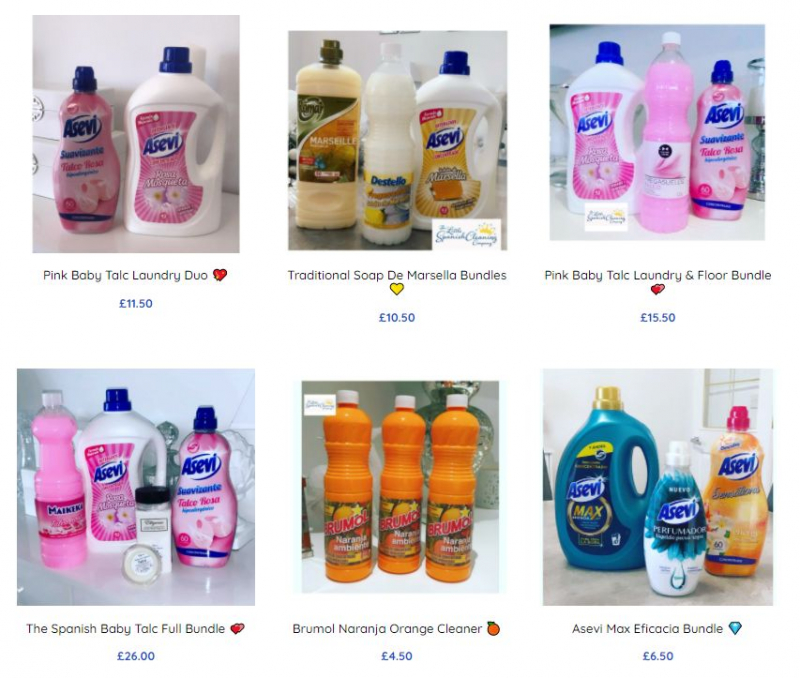 Captura tomada en una web británica de venta de productos de limpieza españoles.