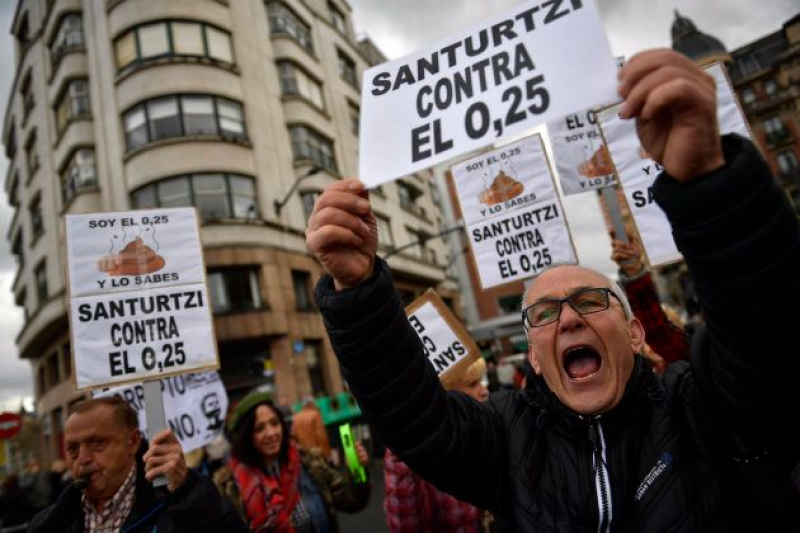 Protesta de los pensionistas en Bilbao por unas pensiones justas.