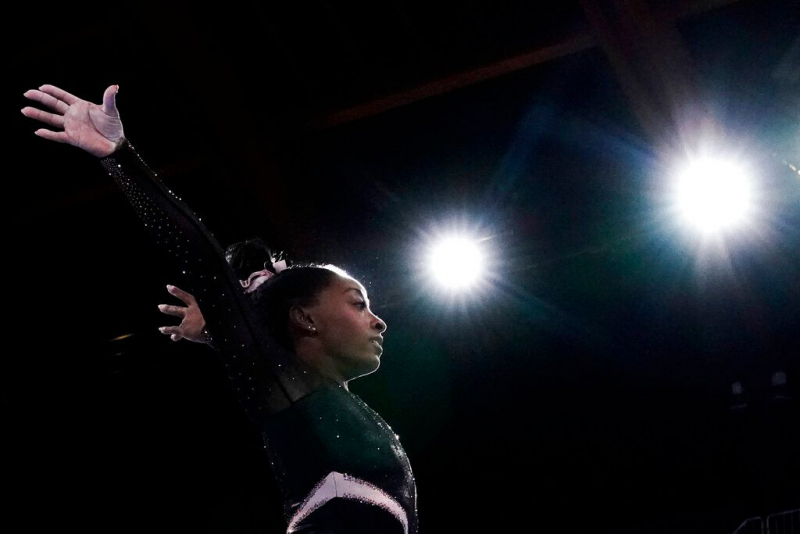 La atleta estadounidense Simone Biles entrena en Tokio (Japón), en el contexto de los Juegos Olímpicos. El 22 de julio de 2021