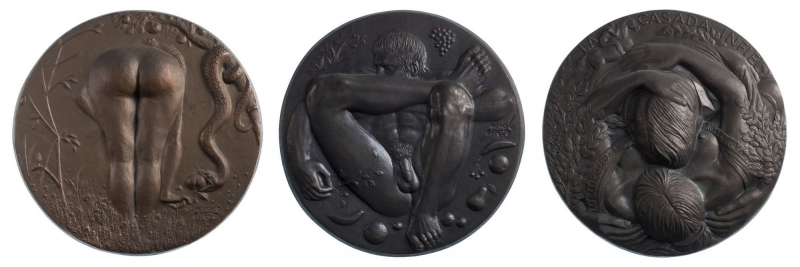 Manolo Prieto, Eva y las manzanas (1968), Mujer / Hombre (Hombre) (s/f), y La casada infiel (1974/1984), Fundación Manolo Prieto.