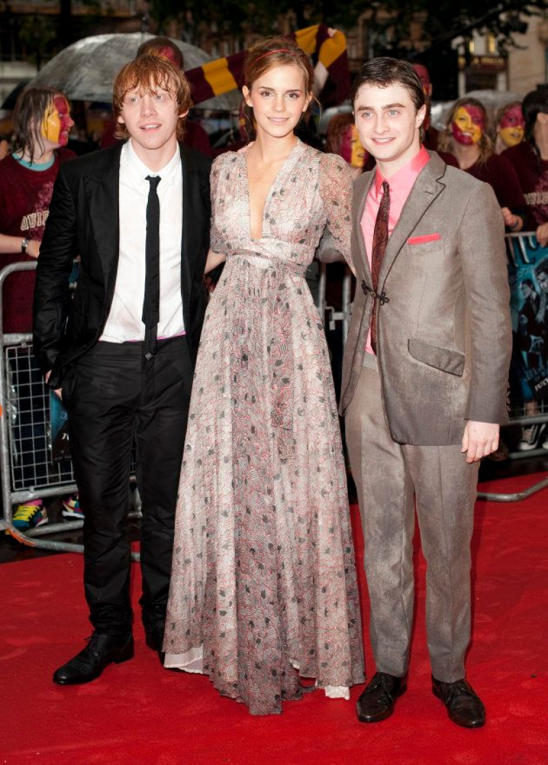 Rupert Grint, Emma Watson and Daniel Radcliffe atendiendo a la prensa en Londres en el estreno de 'Harry Potter y el Príncipe Mestizo'