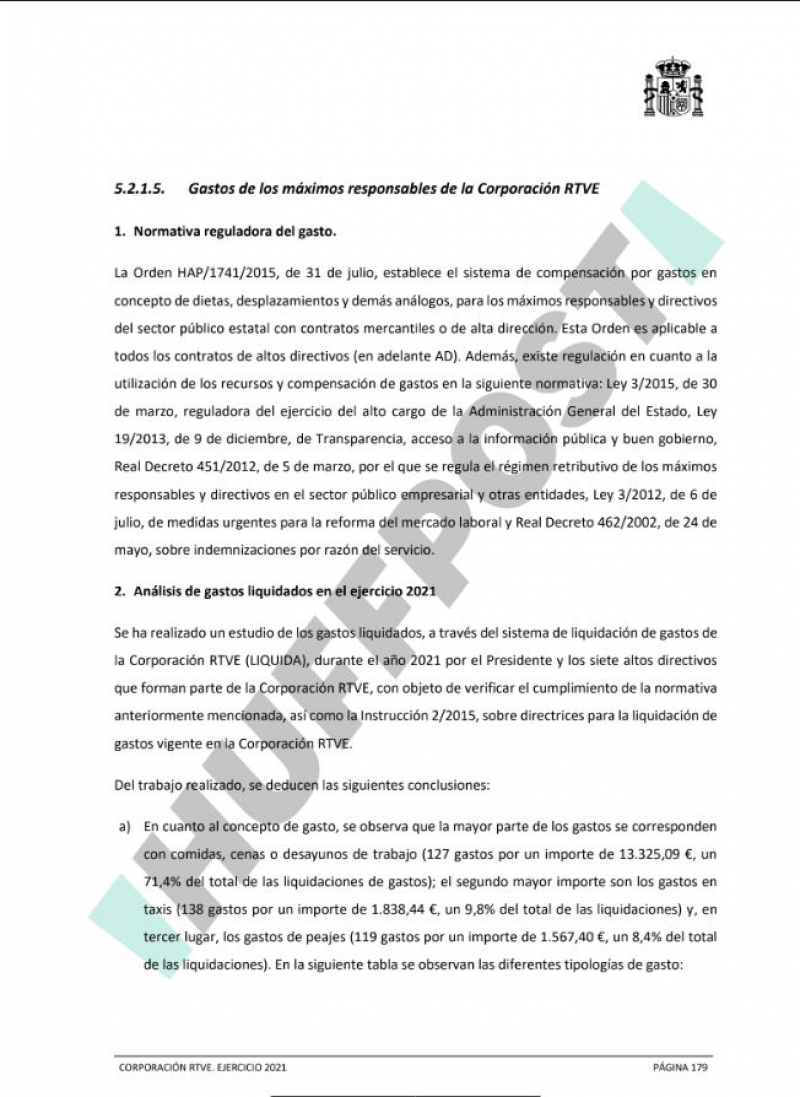 Informe definitivo de la Intervención General de la Administración del Estado (IGAE) sobre RTVE.