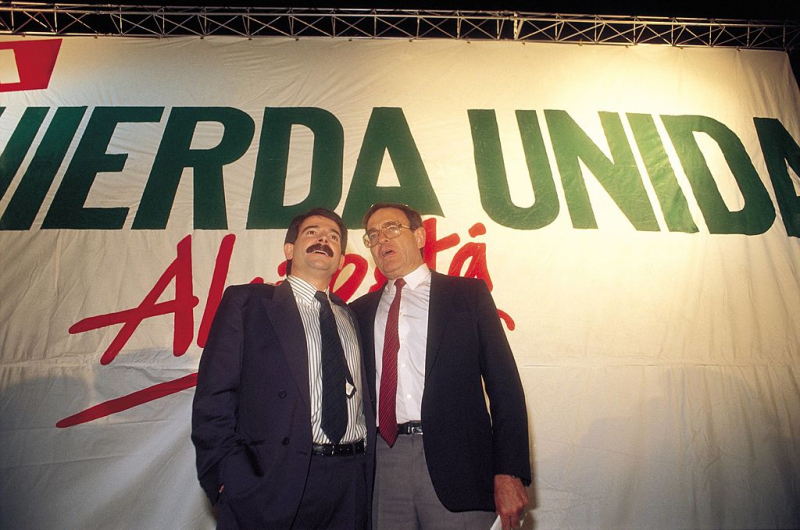 Gerardo Iglesias y Ramon Tamames, en un acto de IU