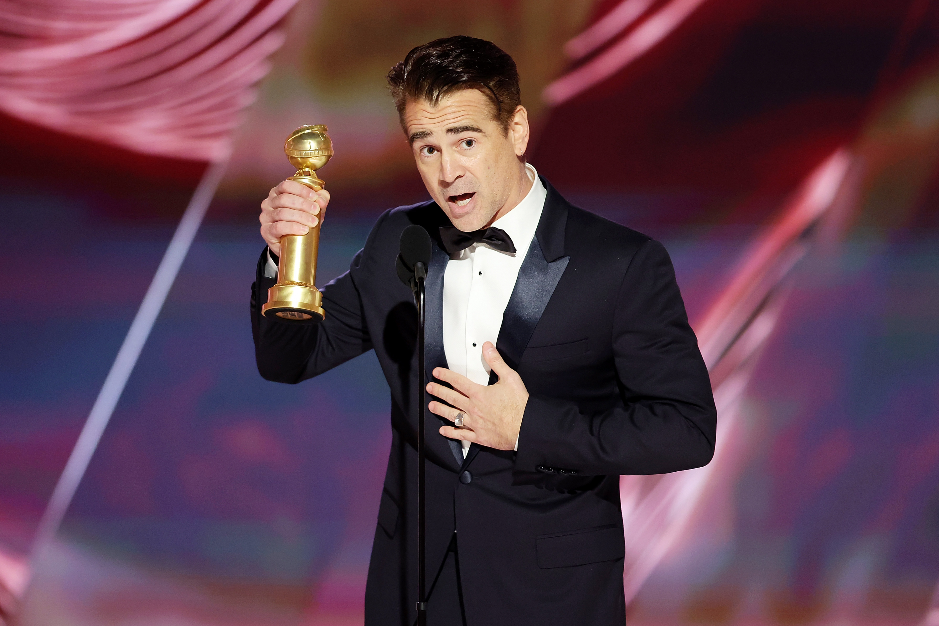 Colin Farrell, with the Golden Globe