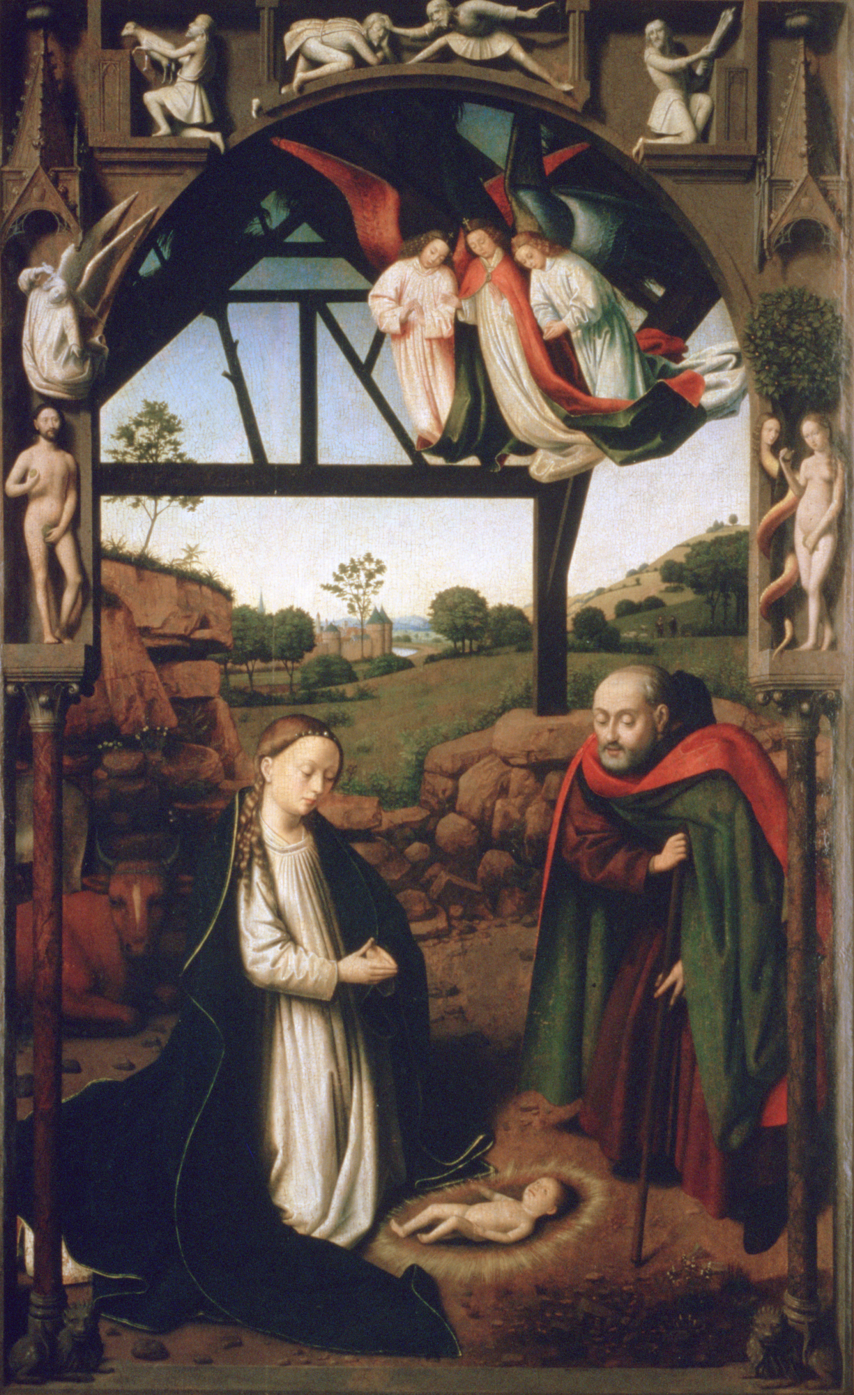 'Natividad', pintado en 1452 por Petrus Christus y conservado en el Museo Groeninge de Brujas (Bélgica).